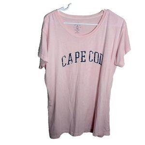 Cuffy's T-Shirt Women's XL Cotton Ocean Wash Pink Cape Cod Short Sleeve Top